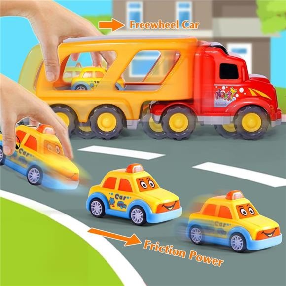 Carrier Toddler Trucks Vehicles Toys - 5 in 1 Car Toys for 1- 5 Year Old (RED) - Picture 2 of 6